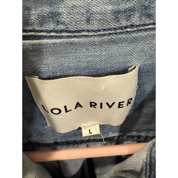 Lola River Womens Long Sleeve Denim Shirt Large Blue - Picture 4 of 5